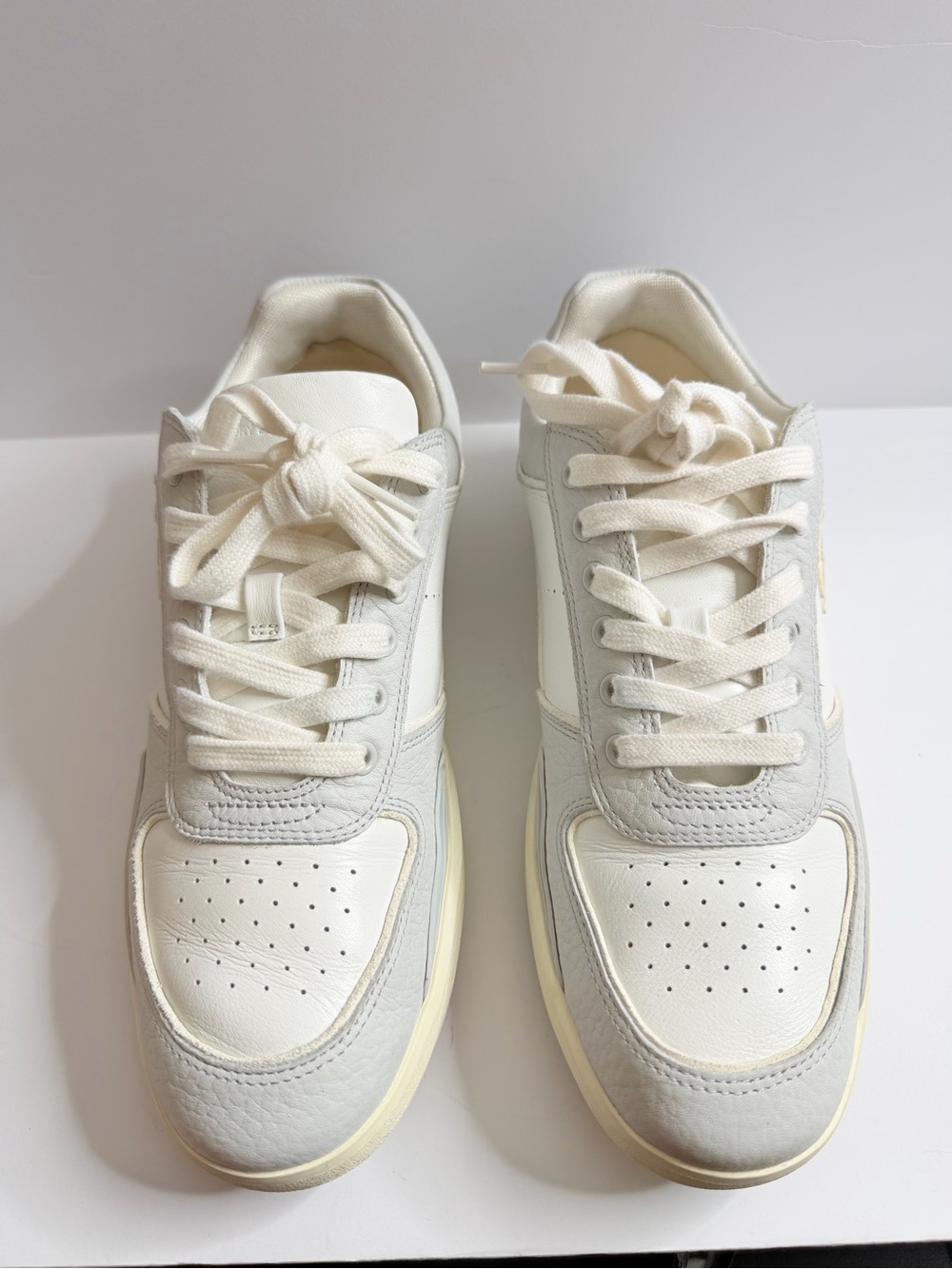 Tory Burch Off-White Leather & Suede Low-Top Sneakers